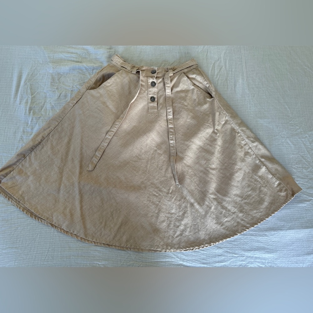 Sitting Pretty Linen Skirt - Natural - Size 32 (SMALL)